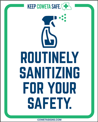 Routinely Sanitizing A-Frame Sign