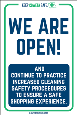 We Are Open & Cleaning Poster